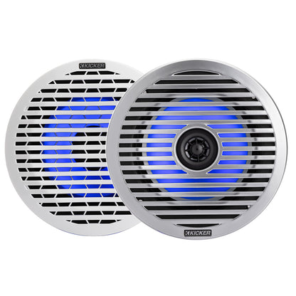 KICKER KM614FL 6.5" Low Profile Coaxial Marine Speakers w/RGB Lighting - 4-Ohm, White [51KM614FL]