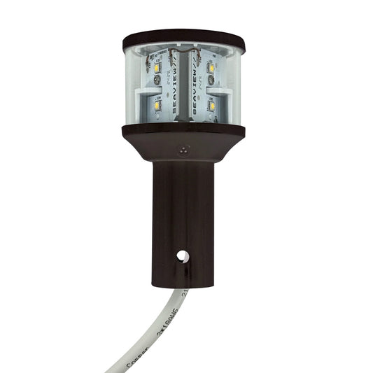 Seaview Round 24V LED Combo Masthead Light, White All Round Light Bar Top - C5 Certified - Black [LTBLED24C5BLK]