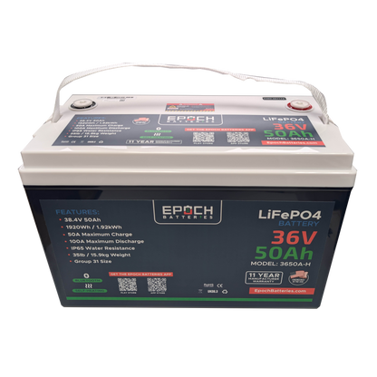 36V 50Ah Essential Series - Bluetooth & Heated LiFePO4 Battery